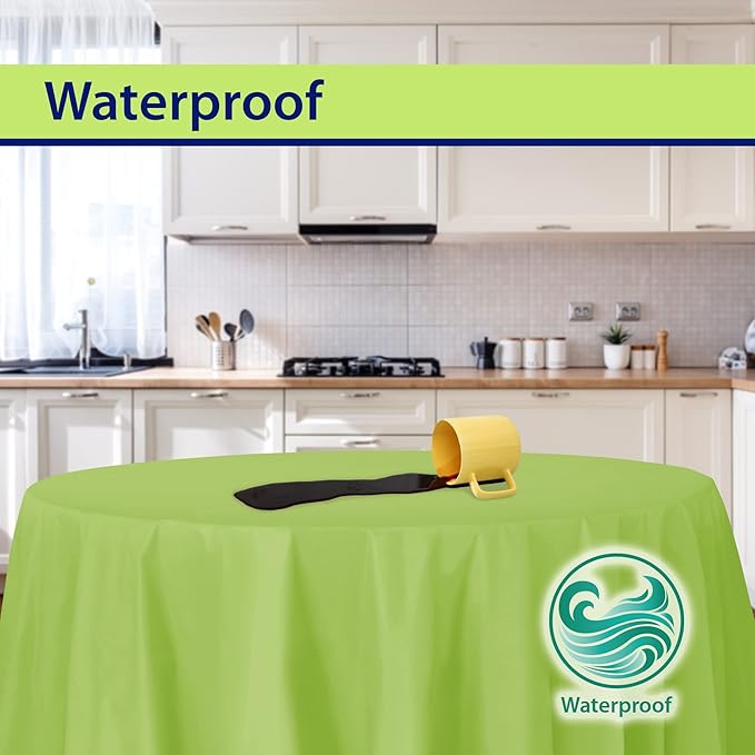 Party Dimensions Lime Green Disposable Plastic Tablecloth for Round Tables (12 Pack) 84 inches Table Cloths for Parties, Events & Weddings, Indoors & Outdoors, Plastic Table Cover