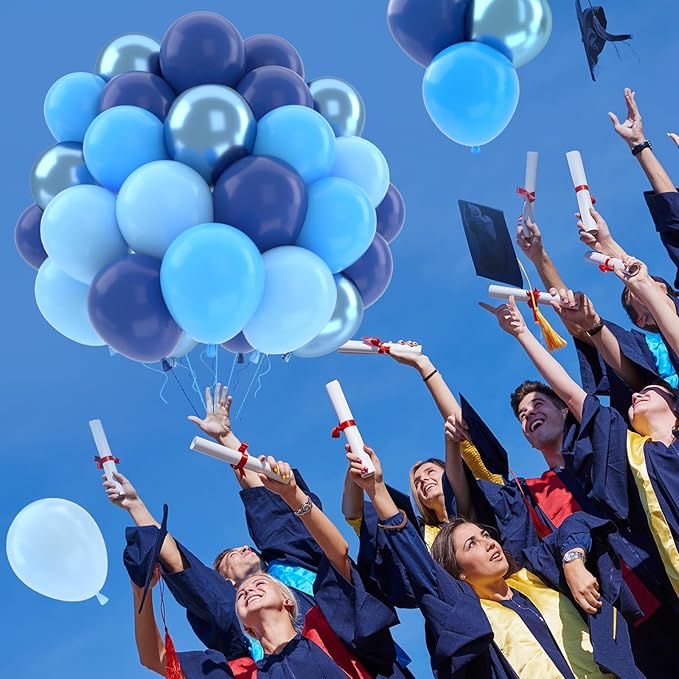 Patimate Blue Balloons Set, 50 pcs 12 inch Metallic Navy Blue, Pastel Light Blue Latex Balloons Kit for Happy Birthday Baby Shower Wedding Party Decorations for Men Boy