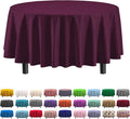 Exquisite Party Solids 6-Pack Premium Plastic Tablecloth 84in. Round Plastic Table Cover - Plum