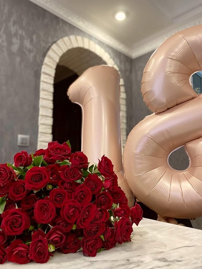 Light Brown Foil Number 8 Balloon 40 Inch, Helium Mylar Eight Number 8 18 28 38 48 58 80 88 Birthday Balloons, 8th Light Brown Women Men Wedding Anniversary, Graduations Party Supplies