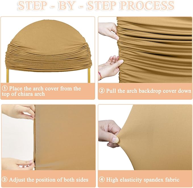 Brown Arch Cover Set of 2 Spandex Fitted Arch Stand Cover 7.2FT 6FT Wedding Arch Backdrop Stands Cover Chiara Arch Frame Cover Backdrop Fabric for Birthday Party Baby Shower Arch Decoration
