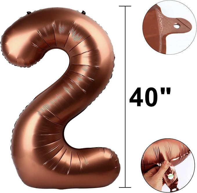 40 Inch Dark Brown Balloon Number 24,Chocolate Jumbo Mylar Foil Helium Balloon for 24th Digital Balloons for Birthday Party,Wedding Anniversary Party Decorations