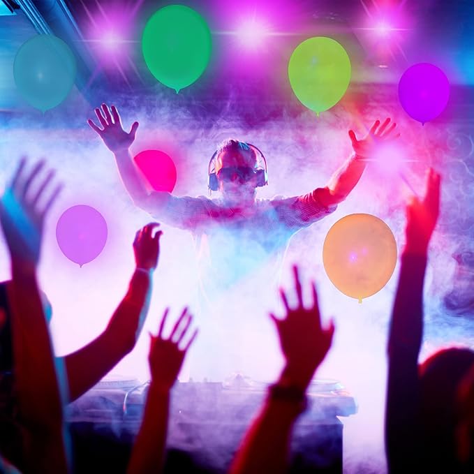 100 Pcs UV Neon Balloons, Neon Glow Party Balloons UV Black Light Balloons Glow in the Dark for Birthday Decorations Wedding Glow Party Supplies Blacklight Reactive Fluorescent