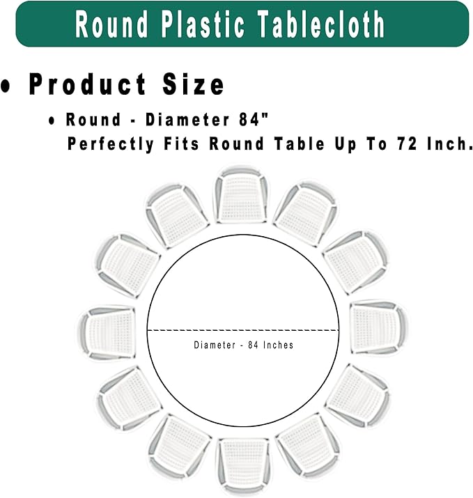 PARTY ULYJA Light Blue Plastic Tablecloths 2 Pack Disposable Table Covers 84 Inch Circle Baby Shower PEVA Sky Blue Table Cloths for Picnic Birthday Wedding Banquet Parties 6 ft Round Table Use