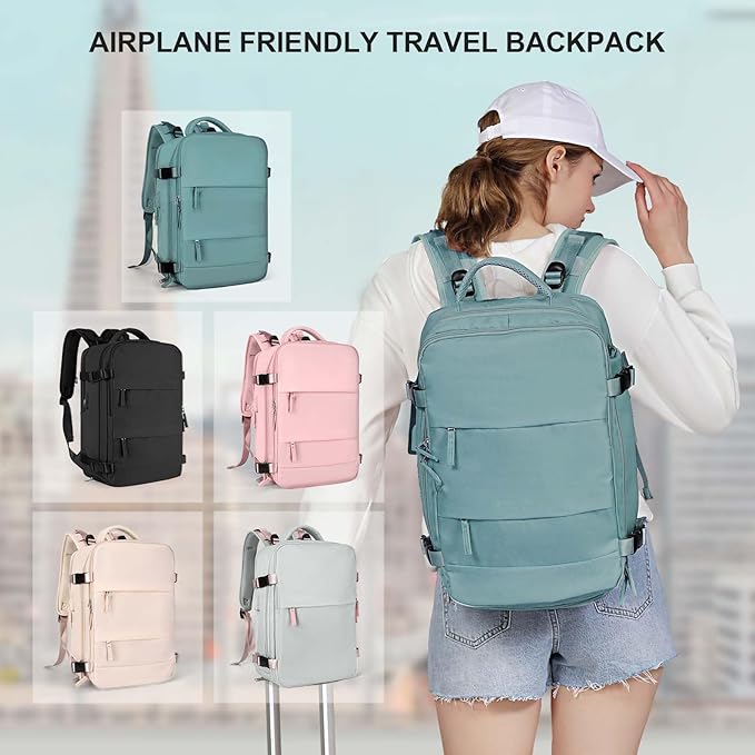 coowoz Travel Backpack For Women Men,Carry On Backpack,Hiking Backpack Waterproof Outdoor Sports Rucksack Casual Daypack Travel Essentials（Blue）