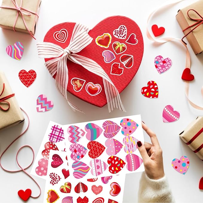 336 PCS Heart Stickers, Valentine Stickers for Kids Colorful Heart Stickers Valentine's Day Gift Stickers for Box Envelope Wedding Love Decorative Stickers Valentine's Day Craft Party Supplies