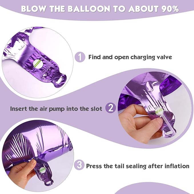 40 Inch Purple Number 3 Balloon, Giant 3 Number Balloons for 3rd Birthday Decorations, Party Supplies for Baby Boy Girl, Purple Party Decor