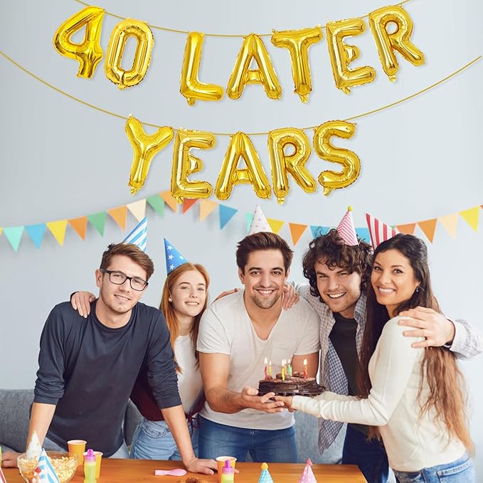 Gold 40 Years Later Letter Balloons 16in Balloon Foil Letter Decorations Party Decor Gold Letter Balloons 40 Years Later Party Supplies