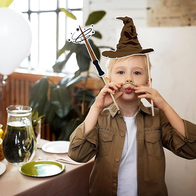 25 Pieces Magical Wizard Party Photo Booth Props Magical Photo Props Wizard Castle Themed Party Decorations for Kids Birthday Halloween Christmas School Party Supplies