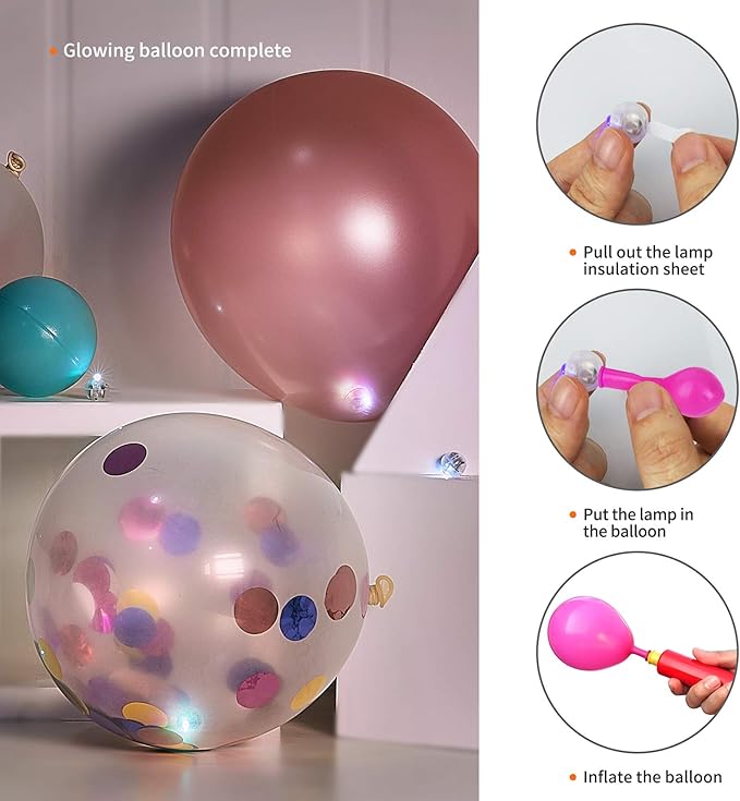 Aogist 50pcs Red Balloon Lights,Long Standby Time Waterproof Mini Light,Battery Powered,Round LED Ball Lamp for Latex Balloon Paper Lantern Party Wedding Festival Christmas Halloween Decorative