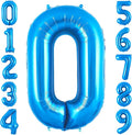 Blue 0 Balloon Number,40 Inch Number 0 Balloon Big Blue 0 Foil Mylar Helium Balloon for Birthday Party Decorations