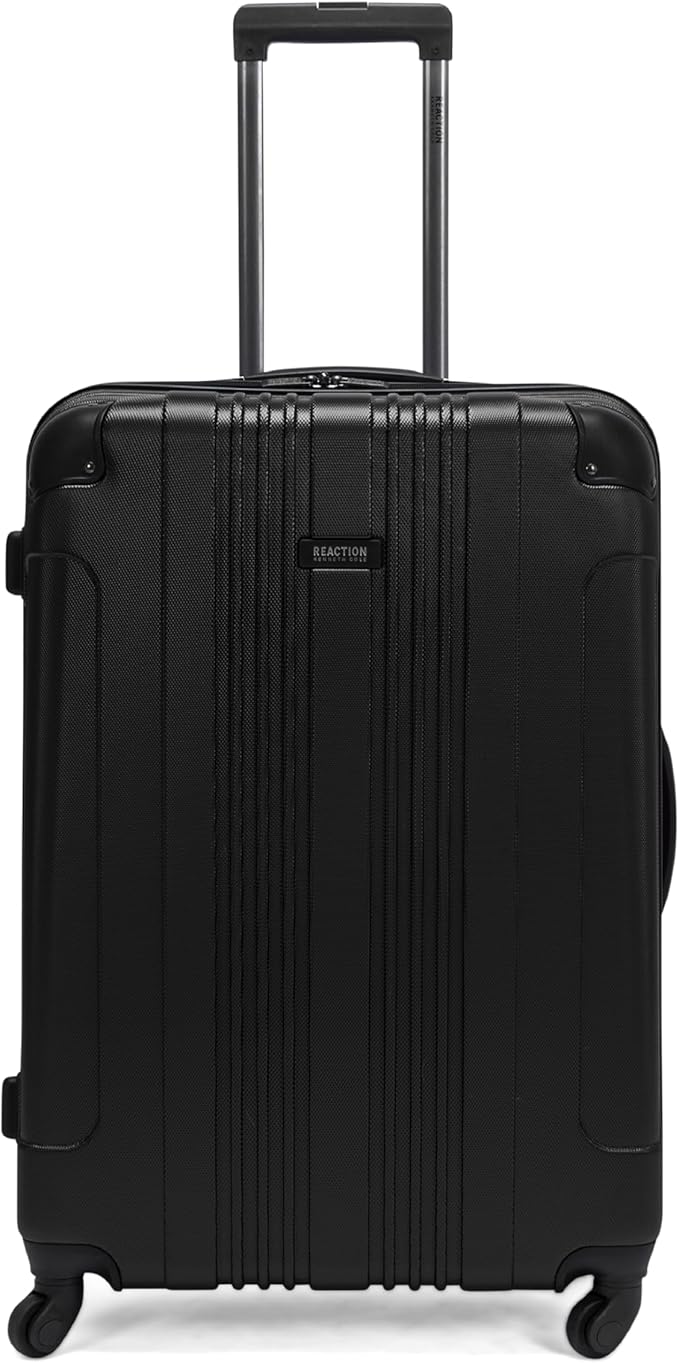 Kenneth Cole REACTION Out of Bounds Lightweight Hardshell 4-Wheel Spinner Luggage, Midnight Black, 28-Inch Checked