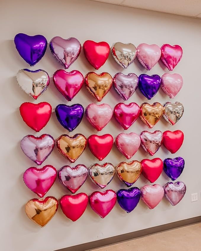 Hot Pink Heart Shaped balloons Pack of 10,18 Inch Vibrant Pink Love Valentine Balloons Heart Romantic Balloons For Valentines Day Propose Marriage Wedding Bridal Shower Engagement Party Decorations