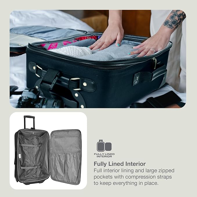 Travel Select Amsterdam Softside Expandable Luggage with Rolling Wheels, Red, 21-Inch Carry-on