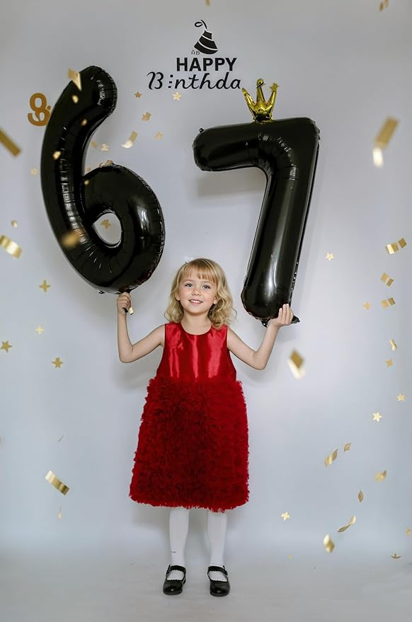 Black Number 6 Balloon with Crown, 40 inch Black Number Balloon 6th Birthday Party Decoration black Crown Balloons 0-9 for Birthday Party Anniversary Decorations Supplies