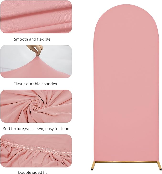 Arch Covers,Arch Backdrop Stand Fitted Cover for Wedding Birthday Party Ceremony Banquet Decoration(7.2FT&6FT,Light Pink,Cover Only)
