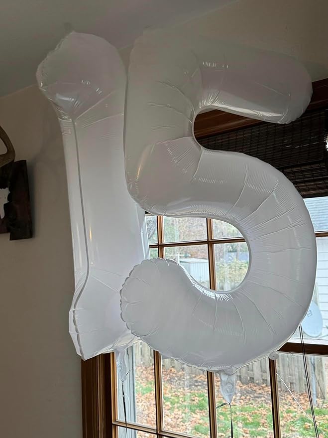 40 Inch White 1 Balloon for First Birthday, Translucent 1st Number Balloons Birthday Decorations for Girl Boy Kids Toddler Baby, One Giant Number 1 Balloon