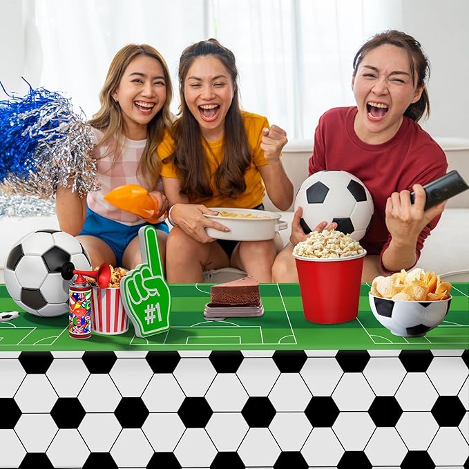 Hxezoc 3 Pack Disposable Soccer Plastic Tablecloths, 54 x 108 Inches Soccer Waterproof Table Cover for Sports Birthday Party Baby Shower Decorations Outdoor Indoor Party Supplies