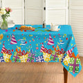 Horaldaily Birthday Tablecloth 60x60 Inch Square, Happy Birthday Ballon Blue Washable Seasonal Table Cover for Party Picnic Dinner Decor