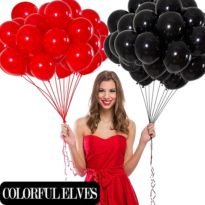 12 Inch 100 Pcs Metallic Chrome Black Balloons Latex Helium Shiny Thicken Balloons Party Decoration