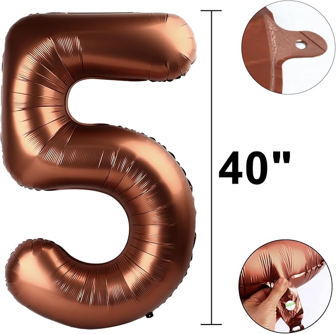 40 Inch Dark Brown Balloon Number 25,Chocolate Jumbo Mylar Foil Helium Balloon for 25th Digital Balloons for Birthday Party,Wedding Anniversary Party Decorations