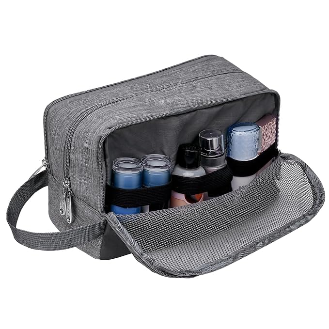 Toiletry Bag for Men Hanging Dopp Kit Water Resistant Shaving Bag Small Toiletry Bag for Traveling (Denim Grey)