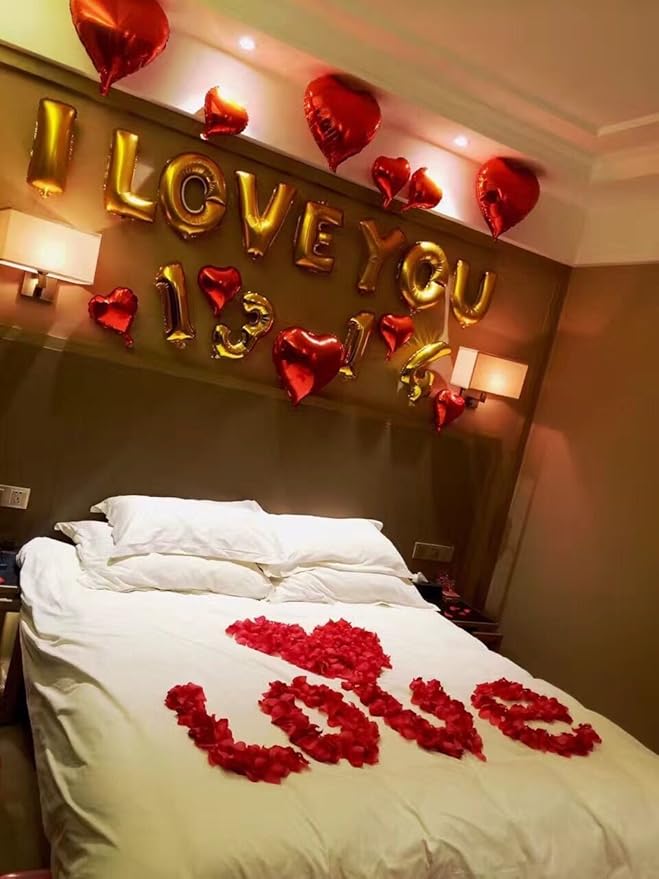 Glanzzeit 16 Inch Gold Balloons Decor Letters A to Z Numbers 0 to 9 for Wedding Prom Birthday Party (Number 4)