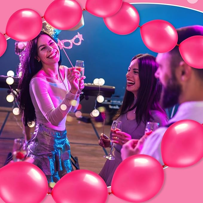 Link Balloons 6 Inch - 100 Pcs Quick Link Balloon Latex Linking Balloons Connected Linkable Balloon Birthday Wedding Party Decorations(Rose)