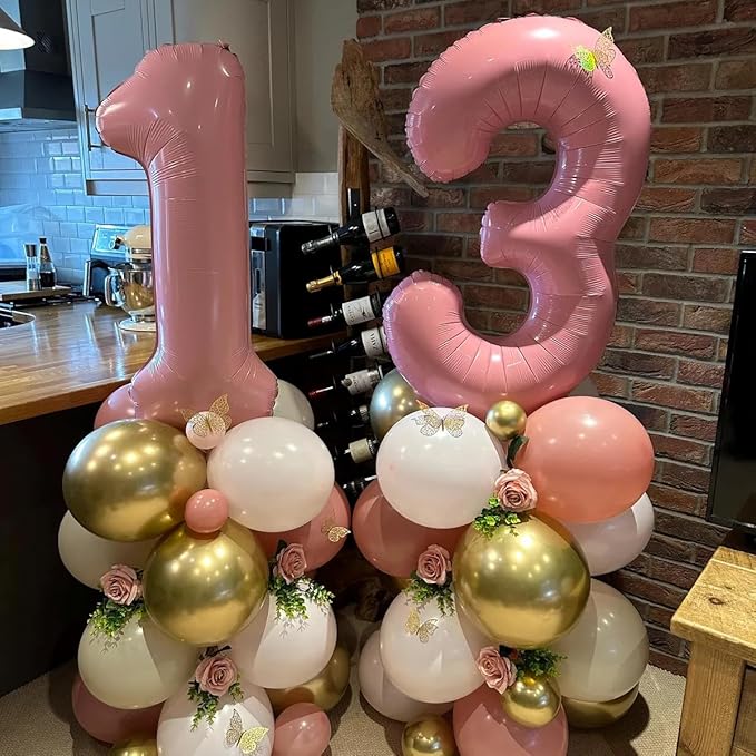 Smlpuame Pastel Pink 1 Balloons, 40 Inch Large Light Pink Foil Number Balloons 0-10, Self-Sealing 1st Birthday Balloon for Girls Women Anniversary Baby Shower Princess Party Decorations Supplies