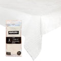 Paper Tablecloths for Rectangle Tables 5 Pack,White Disposable Paper Tablecloth, 3 Ply Paper & Plastic 54" x 108" Tablecover, Table Cloth for Various Occasions Parties, Indoor & Outdoor Banquet Use
