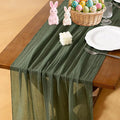 Socomi Green Cheesecloth Table Runner Olive Easter Spring Gauze 120 Inch Rustic Boho Cheese Cloth Runner for Wedding Party Baby Bridal Shower Centerpiece Decoration Holiday Home Decorations