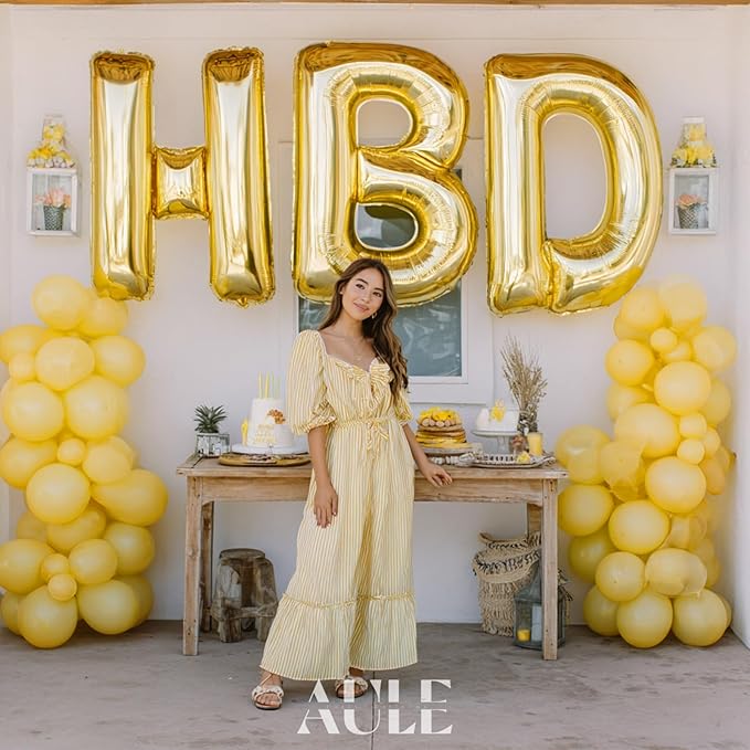 AULE 40 Inch Big Letter Balloon Gold D Large Foil Helium Alphabet Balloons A-Z for Birthday Anniversary Graduation New Year Party Decoration Supplies