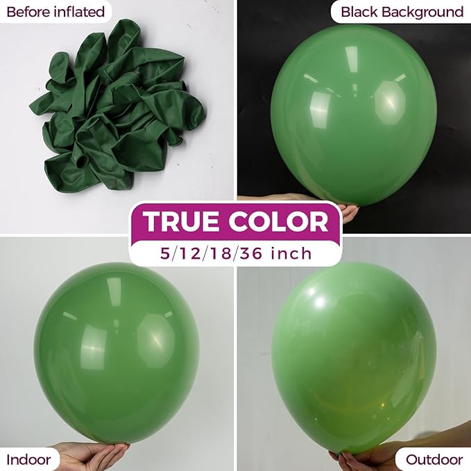 Bezente Sage Green Giant Balloons 36 Inch - 8 Pack Jumbo Olive Green Large Round Dusty Green Latex Balloon for Birthday Bridal Shower Safari Jungle Theme Party Decorations