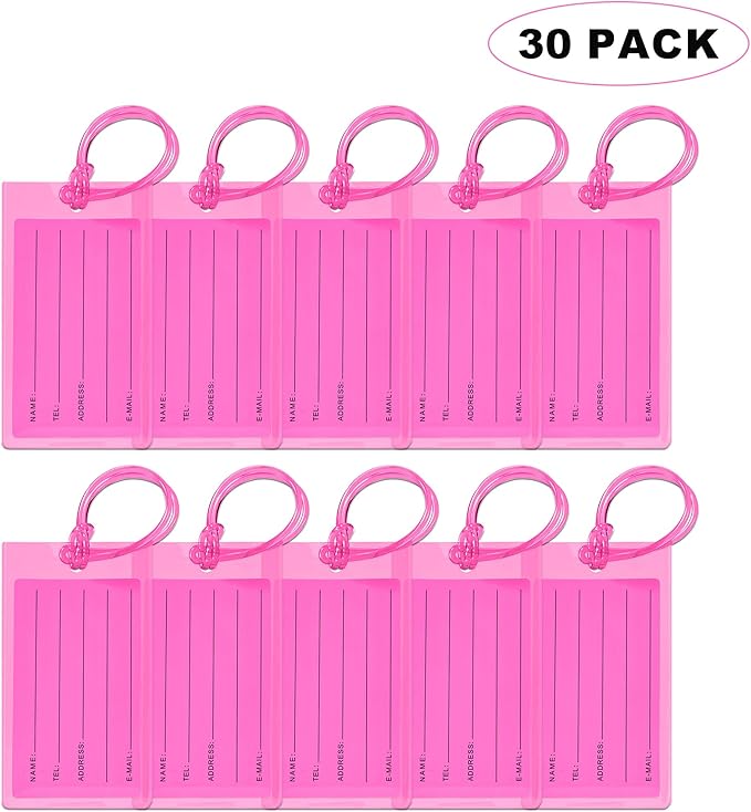 30 Pack Luggage Tags for Suitcases, Airplane Travel Essentials for Flying, International Travel Must Haves, and Luggage Accessories by Sodsay