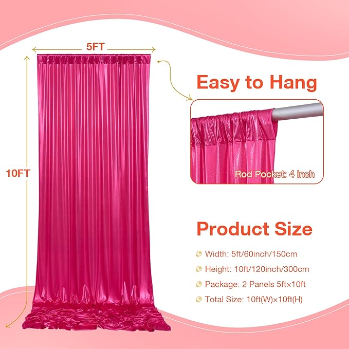 10x10 ft Wrinkle Free Hot Pink Sequin Backdrop Curtain for Parties-Thick Not Fall-Off Glitter Fuchsia Backdrop Drapes-2 Panels 5x10ft Shimmer Photo Back Drop Cloth for Wedding Birthday Photography