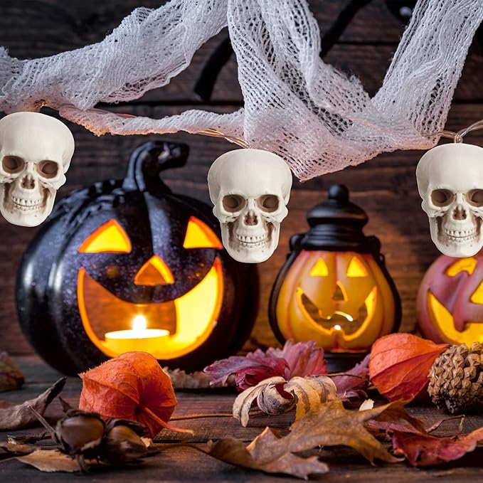 Boao 10 Pieces Halloween Skeleton Head Small Mini Skulls for Halloween Party Decoration Props, Table Decor