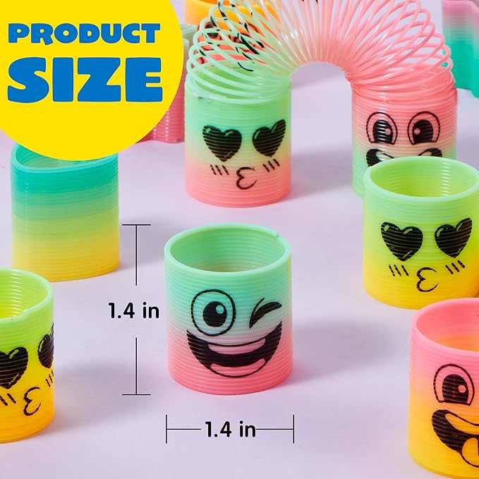 JOYIN 120 Pcs Spring Rainbow Party Favor, Mini Plastic Coil Spring Toy, Fidget Stress Coil Mini Springs Bulk Toys for Carnival Prize Birthday, Easter Goodie Bag Stuffers