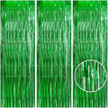 TONIFUL 3Pcs Laser Green Door Streamers, Metallic Streamers Foil Fringe Curtains for Birthday, Christmas, New Year, Bachelorette, Grad Party (9.9ft x 6.6ft)