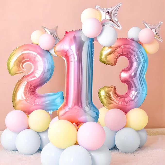 Rainbow Number Balloons Birthday Balloons - Giant Number 2 Balloon 40 inch, Numbers Balloon Birthday Decorations, Rainbow Party Supplies for Baby Shower