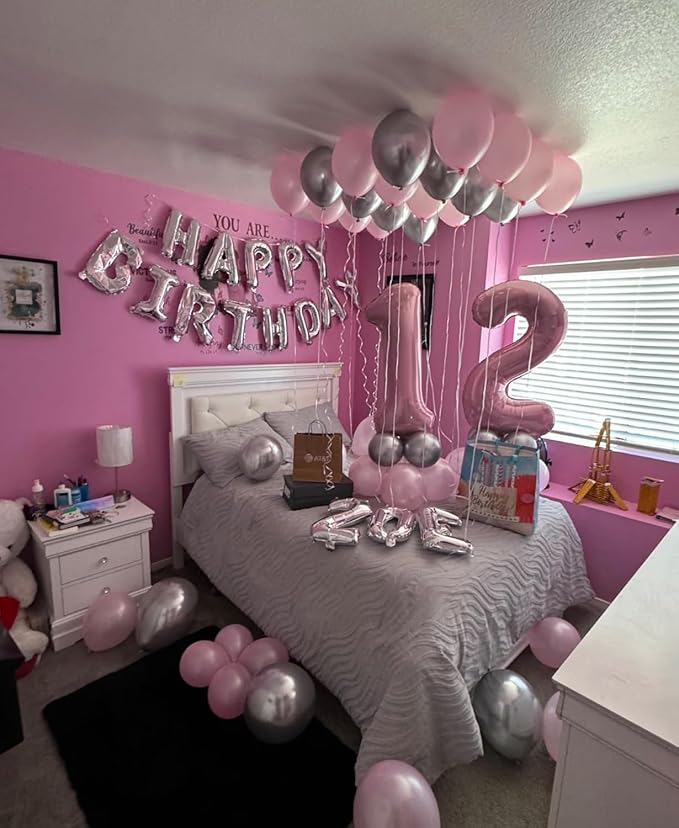 Smlpuame Pastel Pink 1 Balloons, 40 Inch Large Light Pink Foil Number Balloons 0-10, Self-Sealing 1st Birthday Balloon for Girls Women Anniversary Baby Shower Princess Party Decorations Supplies
