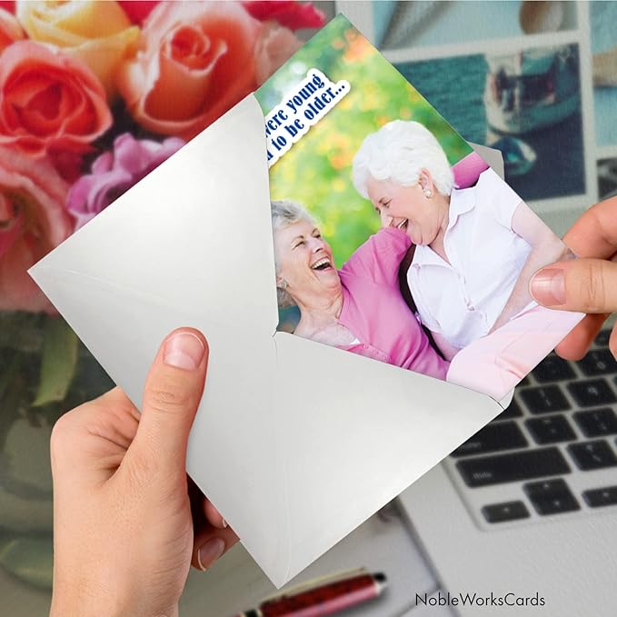 NobleWorks - Humorous Birthday Greeting Card with 5 x 7 Inch Envelope (1 Card) Bday Not This Older C2329BDG