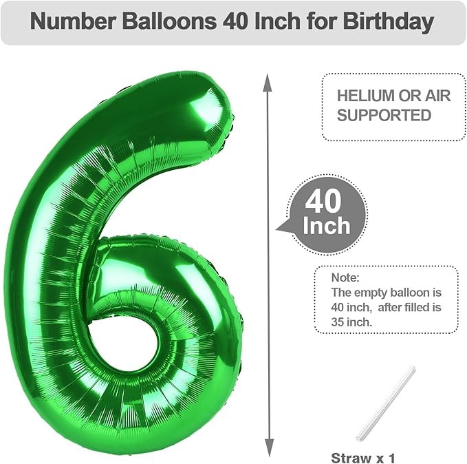 Number 16 Balloons, Balloons for Woman Man 16th Dark Green Birthday Party Decoration, 40 Inch Foil Number Ballon for 16, 61 Anniversary, Bridal Shower, Graduation, Valentine's Day, Easter