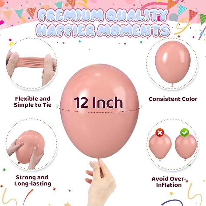 Pink Cow Print Balloons, Cow Balloons 50pcs 12 Inch Pastel Pink Macaron Pink Dusty Rose Neutral Ivory for Girl Pink Cow Birthday Western Party Baby Shower Wedding Bachelorette Farm Theme Decorations