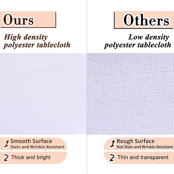 Kesfey 4 Packs White Polyester Table Cloth 60 x102 inch Washable Wrinkle Resistant Tablecloths Fabric Table Covers for 6 Foot Rectangle Tables High Density Banquet Tablecloth for Wedding Celebration