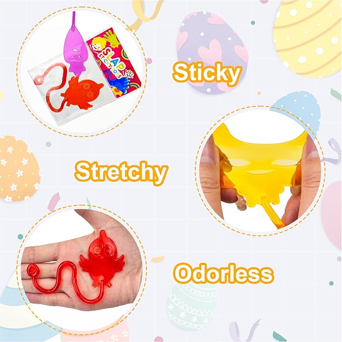 Easter Sticky Hands Toys Gifts for Kids,20 Pack Easter Egg Fillers Party Favors for Toddlers,Non Candy Easter Basket Pinata Goodie Gift Bags Stuffers,Classroom Prizes Treats Essentials for Boys Girls