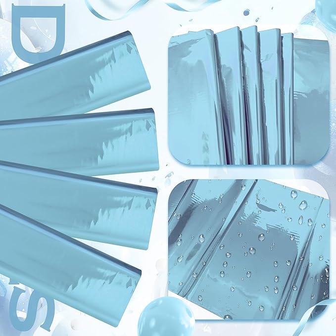 2Pcs Light Blue Foil Metallic Tablecloth Shiny Party Table Cloth 54" X 72" Disposable Rectangle Decoration for Thanksgiving Christmas Graduation Birthday Pary