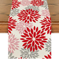Artoid Mode Red Pink Dahlia Floral Pinnata Christmas Table Runner, Valentine Summer Kitchen Dining Table Decoration for Home Party Decor 13x36 Inch