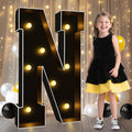 Pooqla 3FT Marquee Light Up Letters, Black LED Party Decor Large Marquee Letters 3 Feet Tall, Giant Mosaic Letter for Birthday Graduation Anniversary Wedding Decoration, Letter N