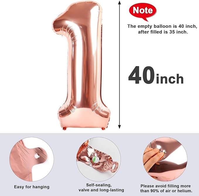 40 Inch Number 8 Balloon, Rose Gold 8 18 28 80 Birthday Balloons for Men Boys, 8th Birthday Decorations Party Supplies, Wedding, Graduations