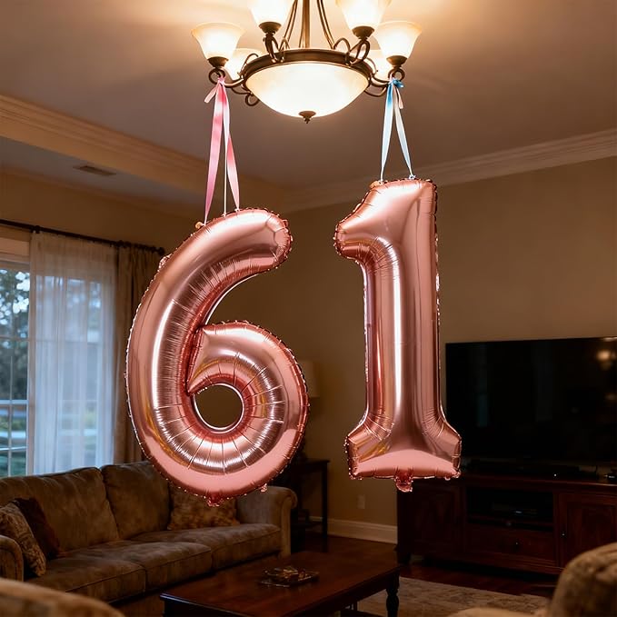 40 Inch Large Foil Helium Number Balloon Birthday Wedding Party 0-9 (Rose Gold, 6)